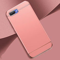 Carcasa Bumper Lujo Marco de Metal y Plastico Funda M02 para Oppo A12e Oro Rosa