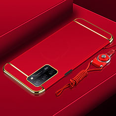 Carcasa Bumper Lujo Marco de Metal y Plastico Funda P01 para Oppo A56 5G Rojo