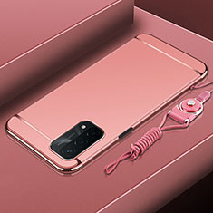 Carcasa Bumper Lujo Marco de Metal y Plastico Funda P01 para Oppo A93 5G Oro Rosa