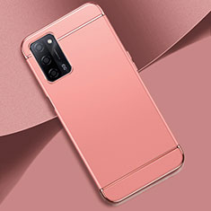 Carcasa Bumper Lujo Marco de Metal y Plastico Funda P02 para Oppo A53s 5G Oro Rosa