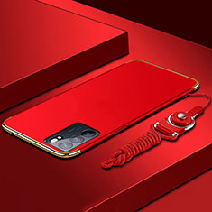 Carcasa Bumper Lujo Marco de Metal y Plastico Funda para Oppo Reno6 5G Rojo