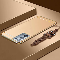 Carcasa Bumper Lujo Marco de Metal y Plastico Funda para Oppo Reno6 Pro+ Plus 5G Oro