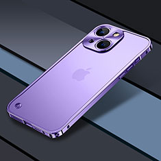Carcasa Bumper Lujo Marco de Metal y Plastico Funda QC1 para Apple iPhone 13 Morado