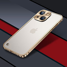 Carcasa Bumper Lujo Marco de Metal y Plastico Funda QC1 para Apple iPhone 14 Oro