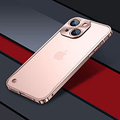 Carcasa Bumper Lujo Marco de Metal y Plastico Funda QC1 para Apple iPhone 14 Oro Rosa