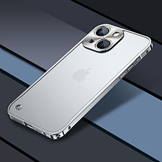 Carcasa Bumper Lujo Marco de Metal y Plastico Funda QC1 para Apple iPhone 14 Plata