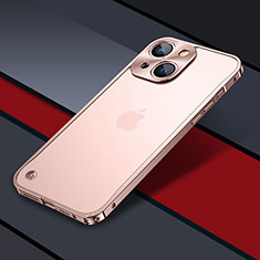 Carcasa Bumper Lujo Marco de Metal y Plastico Funda QC1 para Apple iPhone 15 Oro Rosa