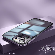 Carcasa Bumper Lujo Marco de Metal y Plastico Funda QC2 para Apple iPhone 14 Pro Morado