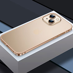 Carcasa Bumper Lujo Marco de Metal y Plastico Funda QC3 para Apple iPhone 13 Oro