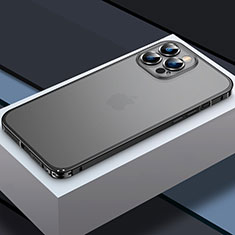 Carcasa Bumper Lujo Marco de Metal y Plastico Funda QC3 para Apple iPhone 13 Pro Negro