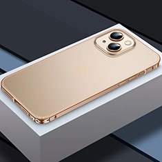 Carcasa Bumper Lujo Marco de Metal y Plastico Funda QC3 para Apple iPhone 15 Oro