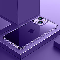 Carcasa Bumper Lujo Marco de Metal y Plastico Funda QC4 para Apple iPhone 13 Morado
