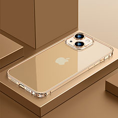 Carcasa Bumper Lujo Marco de Metal y Plastico Funda QC4 para Apple iPhone 13 Oro