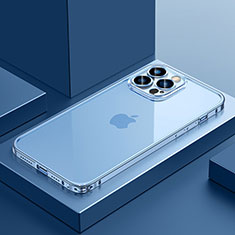 Carcasa Bumper Lujo Marco de Metal y Plastico Funda QC4 para Apple iPhone 14 Pro Max Azul