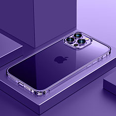 Carcasa Bumper Lujo Marco de Metal y Plastico Funda QC4 para Apple iPhone 14 Pro Morado