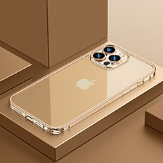 Carcasa Bumper Lujo Marco de Metal y Plastico Funda QC4 para Apple iPhone 14 Pro Oro