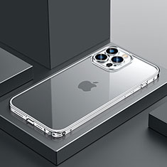 Carcasa Bumper Lujo Marco de Metal y Plastico Funda QC4 para Apple iPhone 14 Pro Plata
