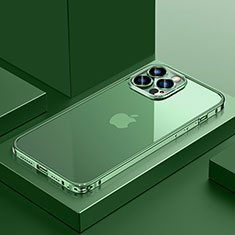 Carcasa Bumper Lujo Marco de Metal y Plastico Funda QC4 para Apple iPhone 16 Pro Verde