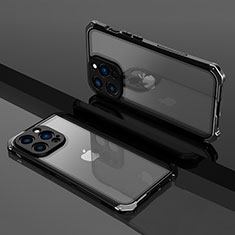 Carcasa Bumper Lujo Marco de Metal y Plastico Funda SQ1 para Apple iPhone 13 Pro Max Negro