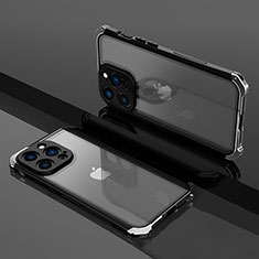 Carcasa Bumper Lujo Marco de Metal y Plastico Funda SQ1 para Apple iPhone 13 Pro Max Plata