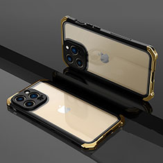 Carcasa Bumper Lujo Marco de Metal y Plastico Funda SQ1 para Apple iPhone 14 Pro Max Oro