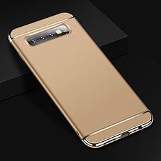 Carcasa Bumper Lujo Marco de Metal y Plastico Funda T01 para Samsung Galaxy S10 Plus Oro