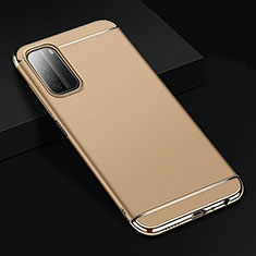 Carcasa Bumper Lujo Marco de Metal y Plastico Funda T02 para Huawei Nova 7 SE 5G Oro