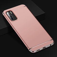 Carcasa Bumper Lujo Marco de Metal y Plastico Funda T02 para Oppo A91 Oro Rosa