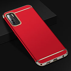 Carcasa Bumper Lujo Marco de Metal y Plastico Funda T02 para Oppo F15 Rojo