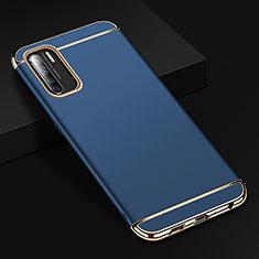 Carcasa Bumper Lujo Marco de Metal y Plastico Funda T02 para Oppo K7 5G Azul