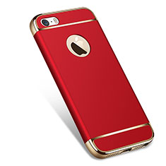 Carcasa Bumper Lujo Marco de Metal y Plastico para Apple iPhone 5S Rojo