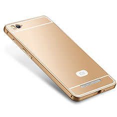 Carcasa Bumper Lujo Marco de Metal y Silicona Funda M01 para Xiaomi Mi 4C Oro