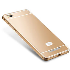 Carcasa Bumper Lujo Marco de Metal y Silicona Funda M01 para Xiaomi Mi 4i Oro