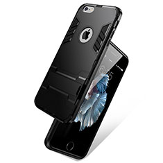 Carcasa Bumper Silicona Mate con Soporte para Apple iPhone 6 Plus Negro