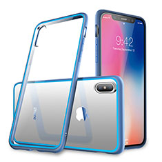 Carcasa Bumper Silicona Transparente Espejo 360 Grados para Apple iPhone Xs Azul