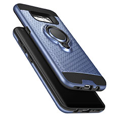 Carcasa Bumper Silicona y Plastico Mate con Anillo de dedo Soporte para Samsung Galaxy S8 Plus Azul