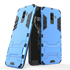 Carcasa Bumper Silicona y Plastico Mate con Soporte para Samsung Galaxy A9 Star Lite Azul