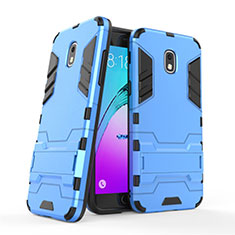 Carcasa Bumper Silicona y Plastico Mate con Soporte para Samsung Galaxy J3 (2018) SM-J377A Azul