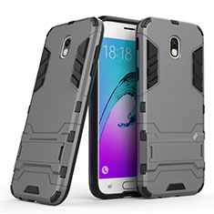 Carcasa Bumper Silicona y Plastico Mate con Soporte para Samsung Galaxy J5 (2017) Duos J530F Gris