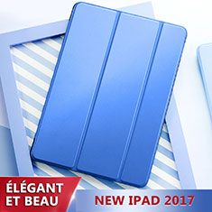 Carcasa de Cuero Cartera con Soporte L01 para Apple New iPad 9.7 (2018) Azul