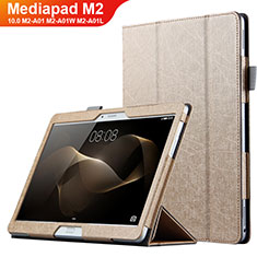 Carcasa de Cuero Cartera con Soporte L01 para Huawei MediaPad M2 10.0 M2-A01 M2-A01W M2-A01L Oro