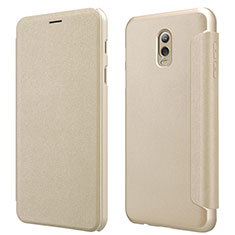 Carcasa de Cuero Cartera con Soporte L01 para Samsung Galaxy J7 Plus Oro