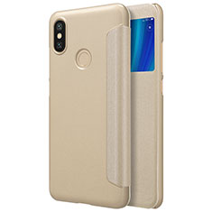 Carcasa de Cuero Cartera con Soporte L01 para Xiaomi Mi A2 Oro