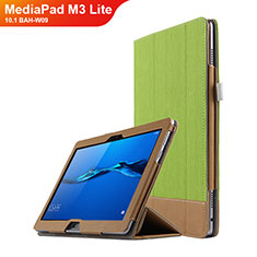 Carcasa de Cuero Cartera con Soporte L02 para Huawei MediaPad M3 Lite 10.1 BAH-W09 Verde