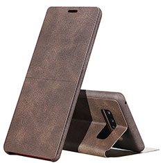 Carcasa de Cuero Cartera con Soporte L04 para Samsung Galaxy Note 8 Marron