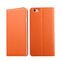 Carcasa de Cuero Cartera con Soporte para Apple iPhone 6S Plus Naranja