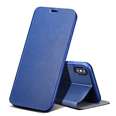 Carcasa de Cuero Cartera con Soporte para Apple iPhone X Azul