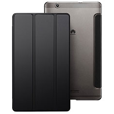 Carcasa de Cuero Cartera con Soporte para Huawei MediaPad M3 Negro