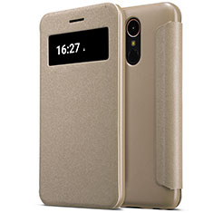 Carcasa de Cuero Cartera con Soporte para LG K10 (2017) Oro