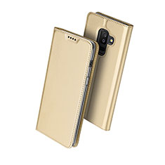 Carcasa de Cuero Cartera con Soporte para Samsung Galaxy A6 Plus (2018) Oro